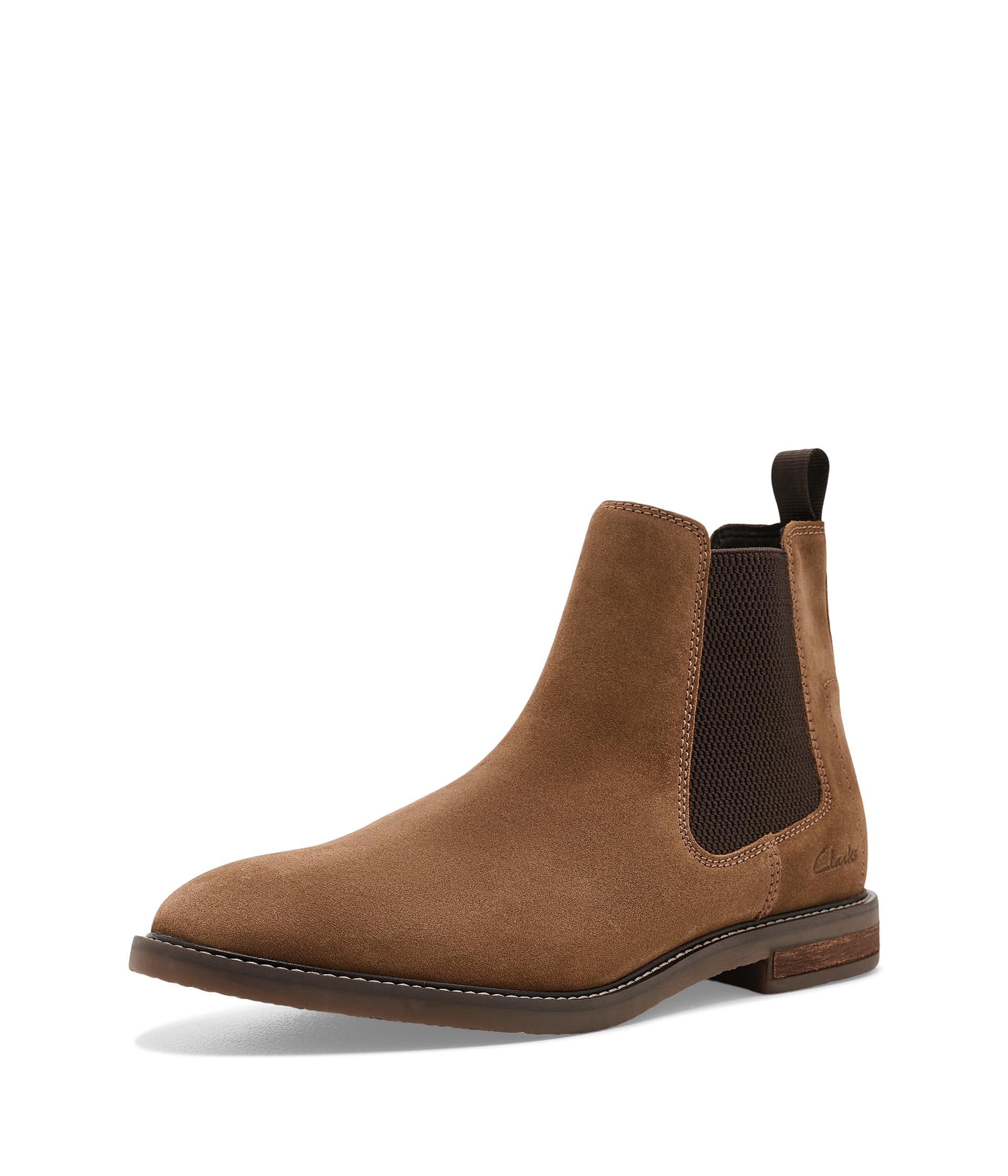 Clarks Herren Jaxen EasyChelsea-Stiefel | Erhältlich in Wildleder oder Leder, elastische Fersenschlaufe, Absatz in Stapeloptik, Heritage-Nähte, leichte Gummisohle