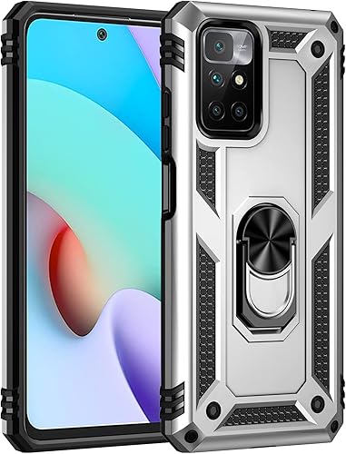Miniatura 2 de Funda compatible con Xiaomi Poco X3 GT, compatible con Redmi Note 10 Pro (China) 5G funda para teléfono con soporte de anillo 2 en 1, color plateado