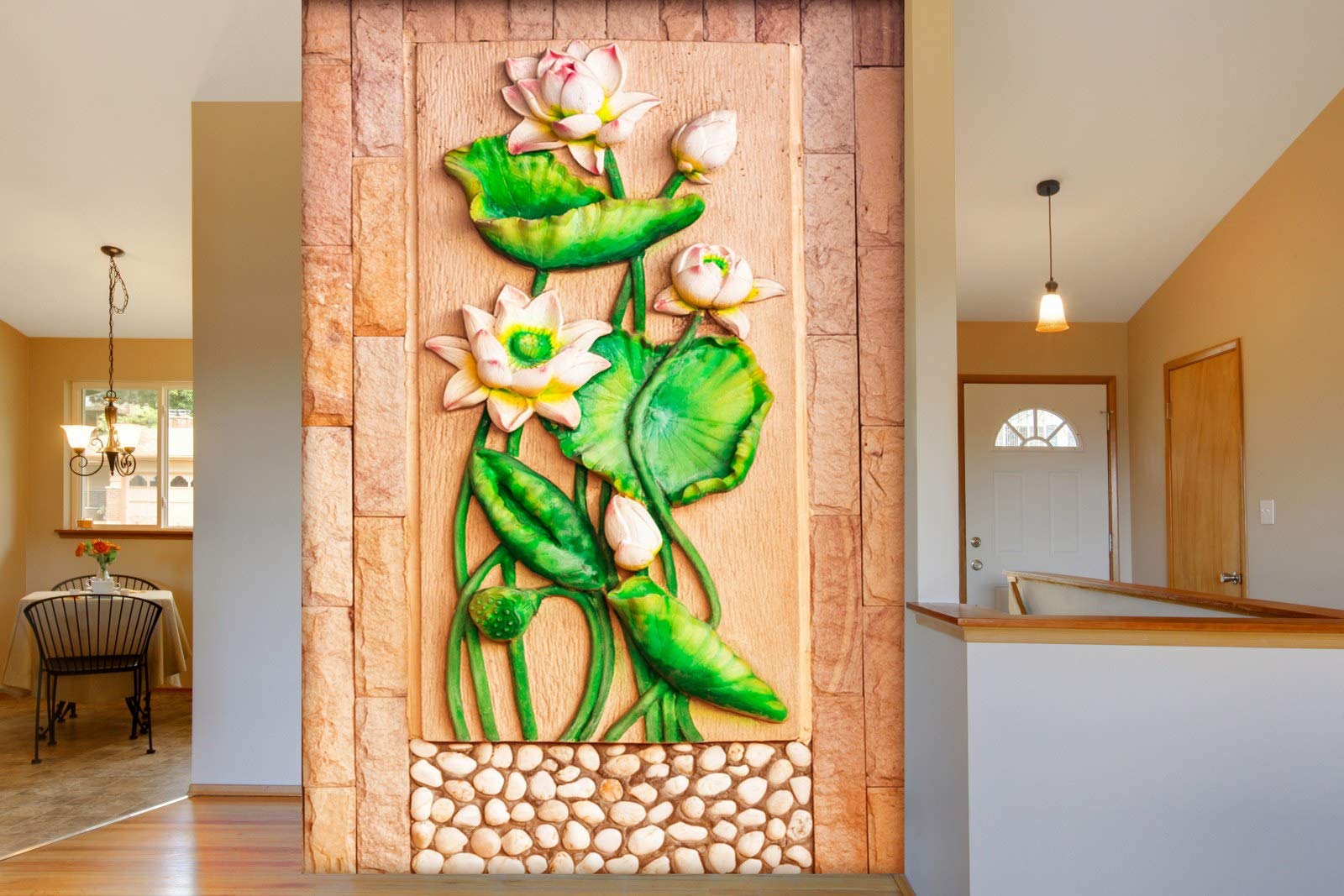 999Store 3D Print Latest Door Living Room Bed Room Home Hall Wall Stickers Sheet roll Floral Flower Pink Flowers and Green Leaves Mural wall paper for wall decor ( Vinyl Self Adhesive 60X96 Inches ) NonW580964 (B07R4FGCXM) Amazon Price History, Amazon Price Tracker
