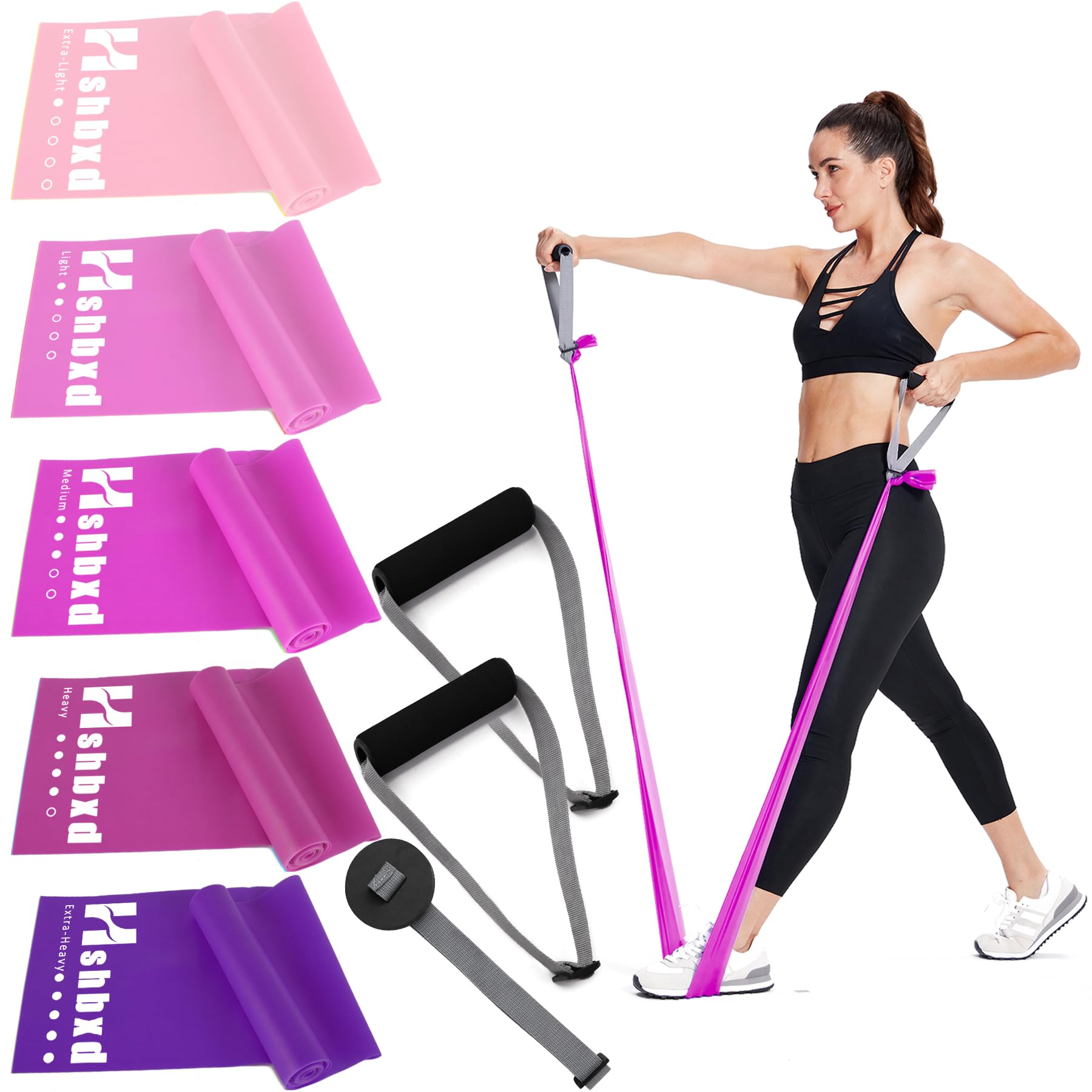 Fasce di resistenza per allenamento, fisioterapia, set di fasce elastiche ed esercizi per stretching, adatte per riabilitazione, yoga, pilates, palestra, esercizi a casa