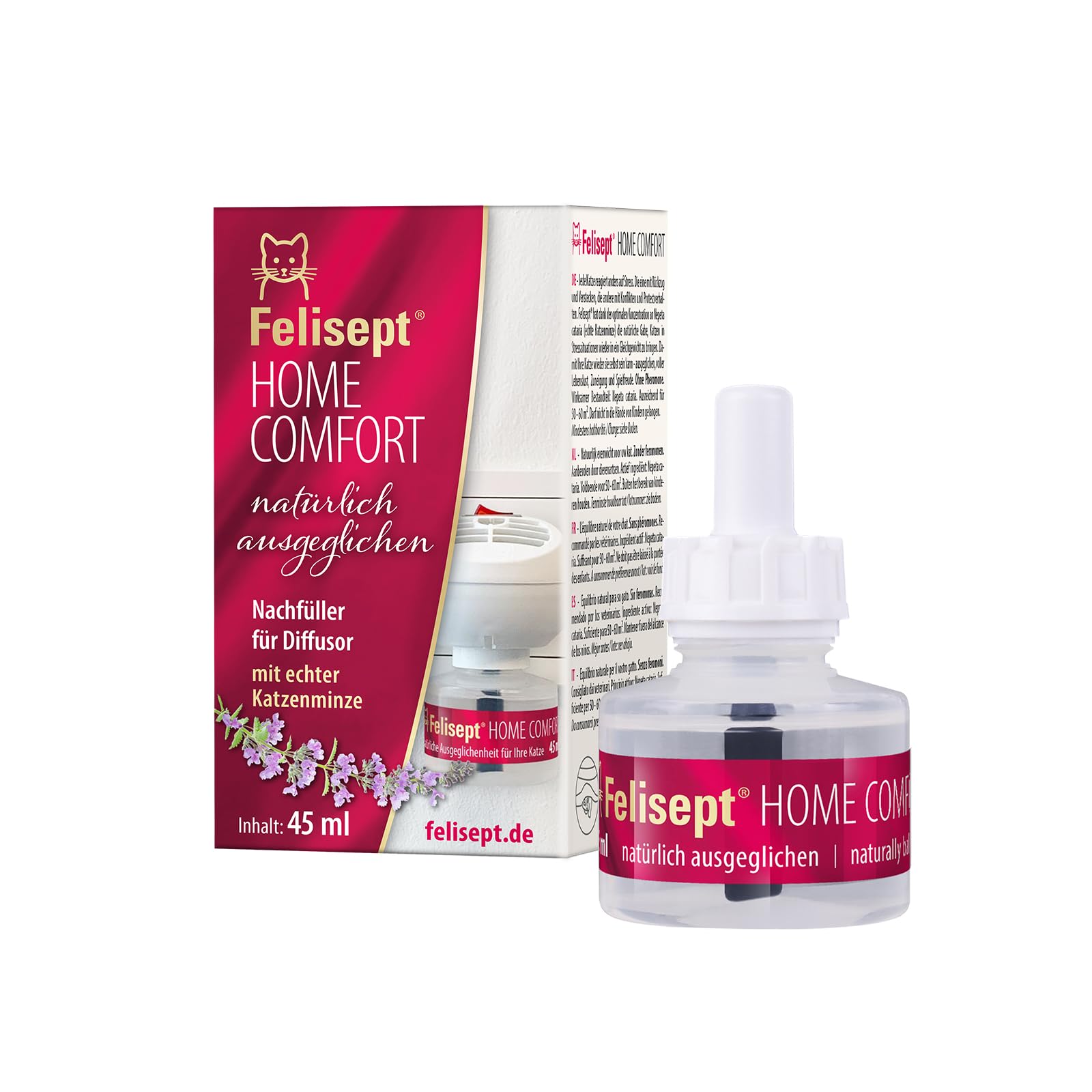 Felisept HOME COMFORT Nachfüllflasche für den Diffusor steigert das Wohlbefinden und die Entspannung von Katzen / 1 x 30 ml