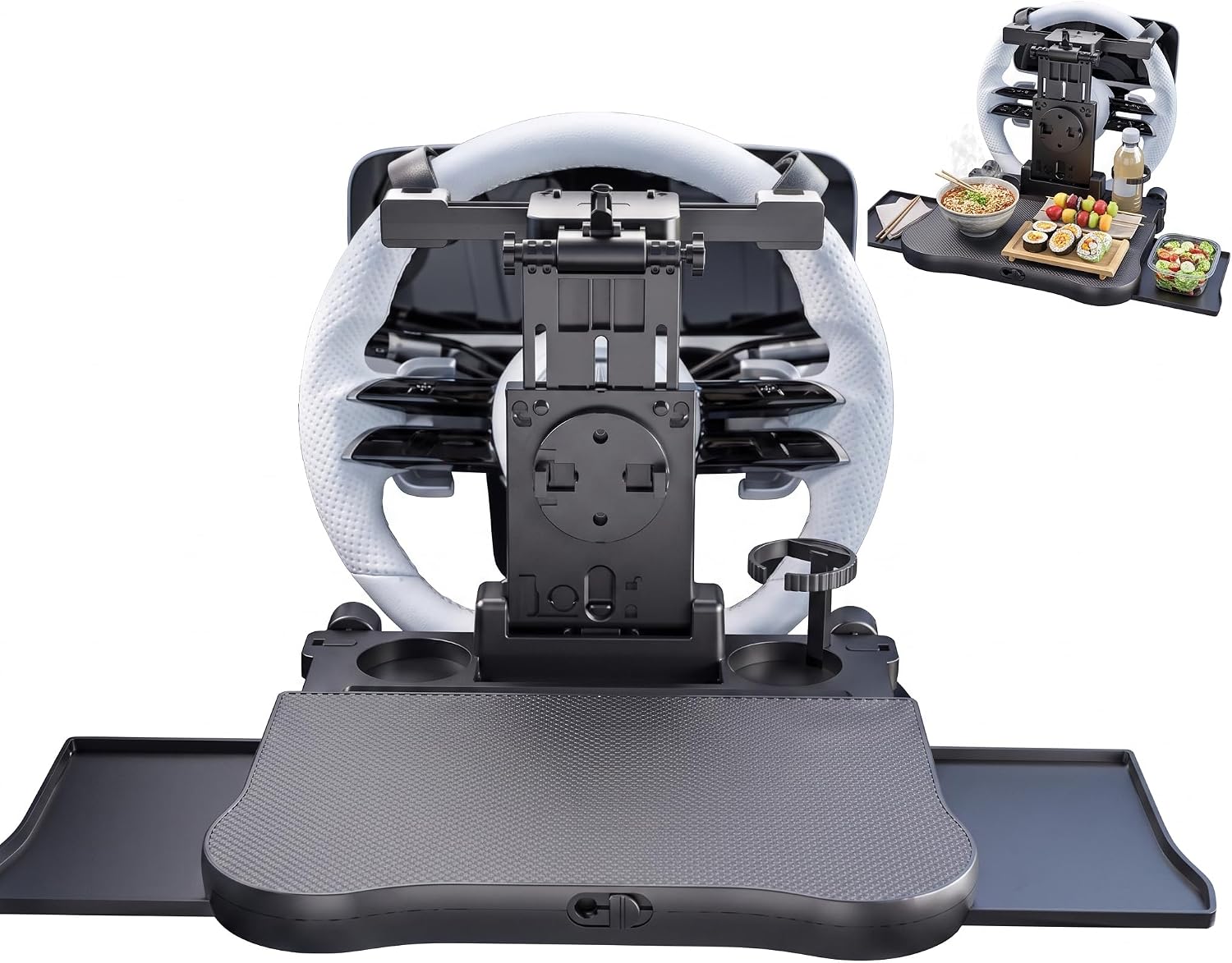 Car Back Seat Tray Table for RAM 1500 2019-2026, with Cup & Phone Holder, Foldable Rear Passenger Laptop Desk for Working & Road Trips, Kids Travel Desk