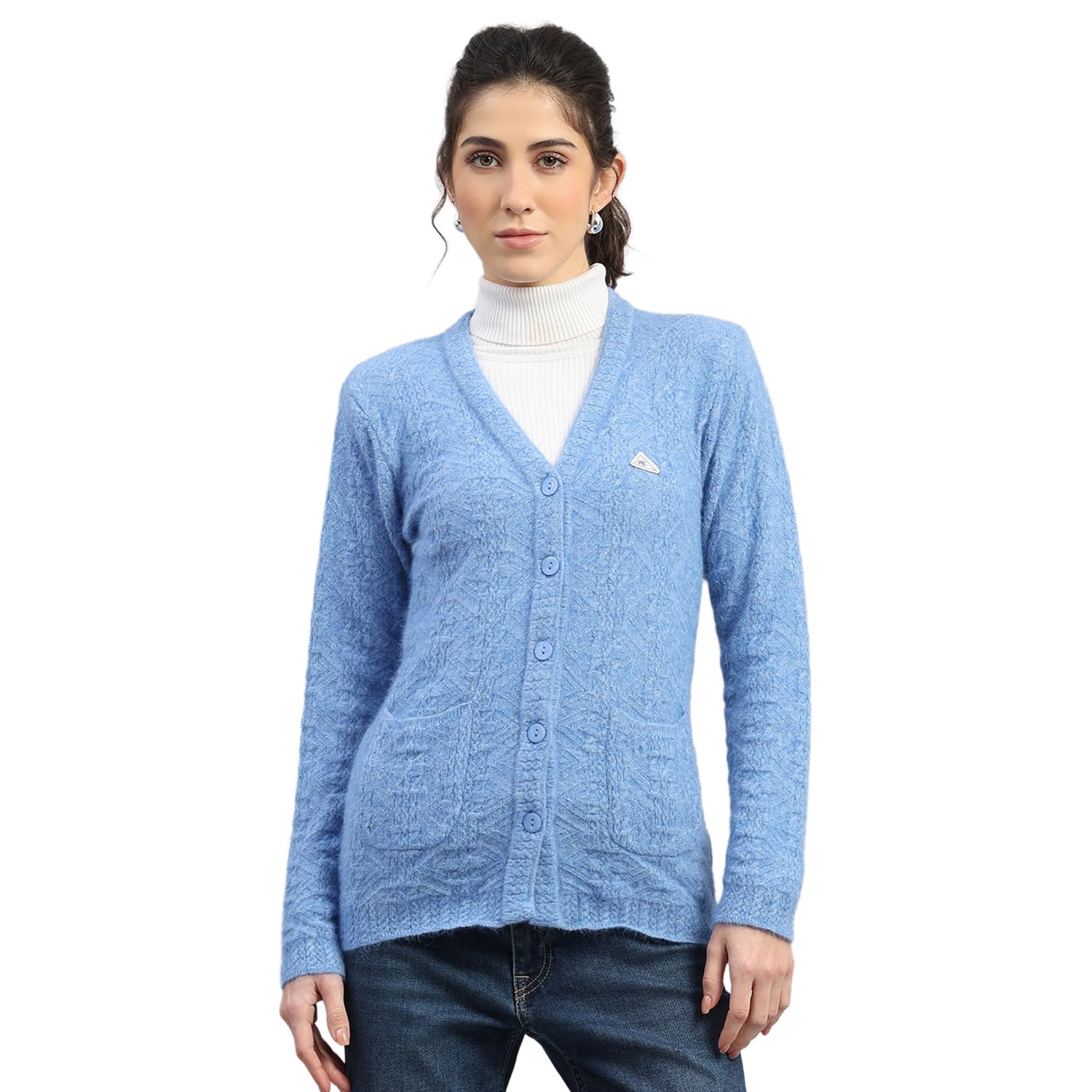 monte carlo Womens Regular Fit Self Design Full Sleeve V Neck Cardigan | Warm Woolen Buttoned Sweater for Ladies | Stylish Knitted Cardigan for Women's (Pack of 1)-picture-39
