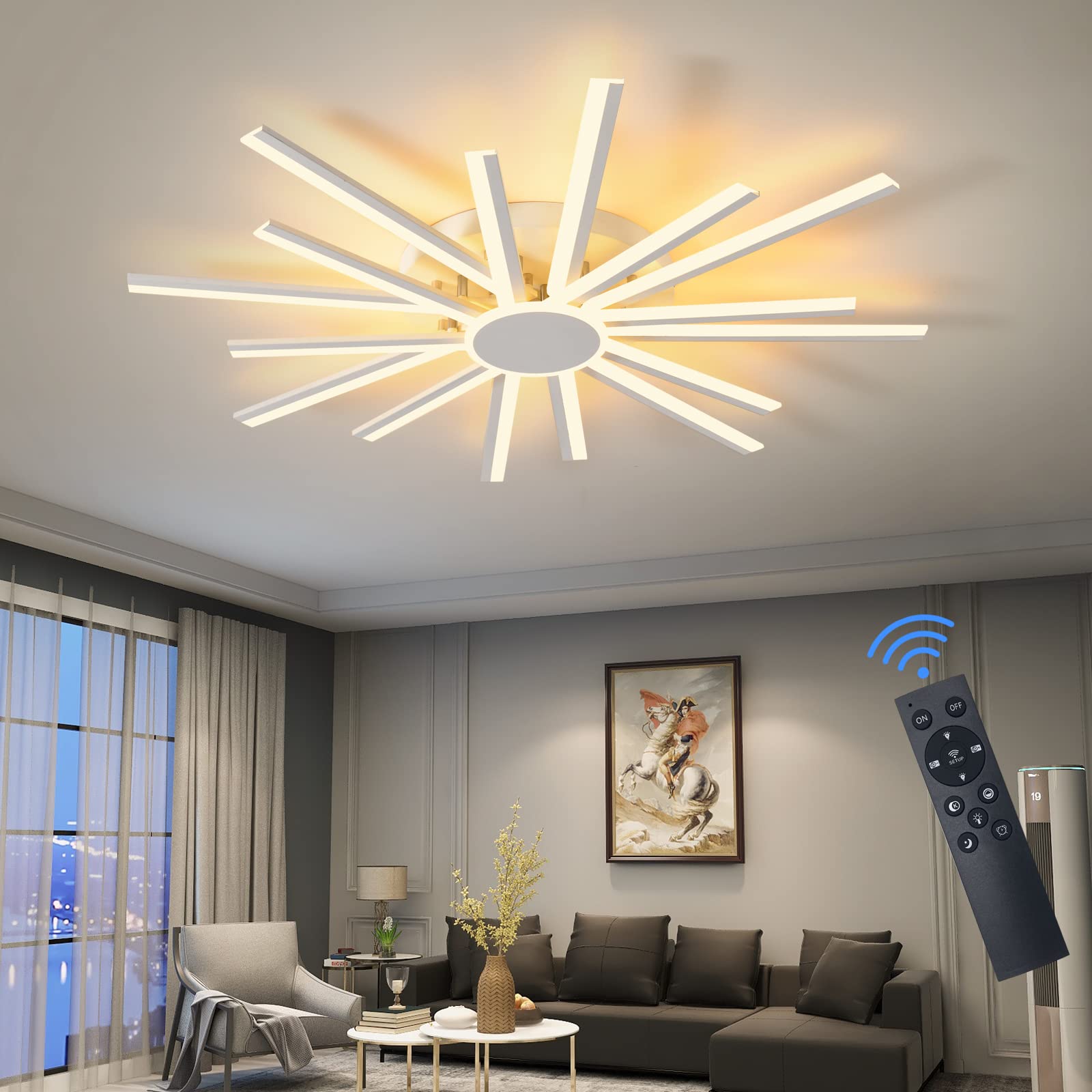 QIYIMEILUX Modern LED Ceiling Light 120W Dimmable Ceiling Light Fixture