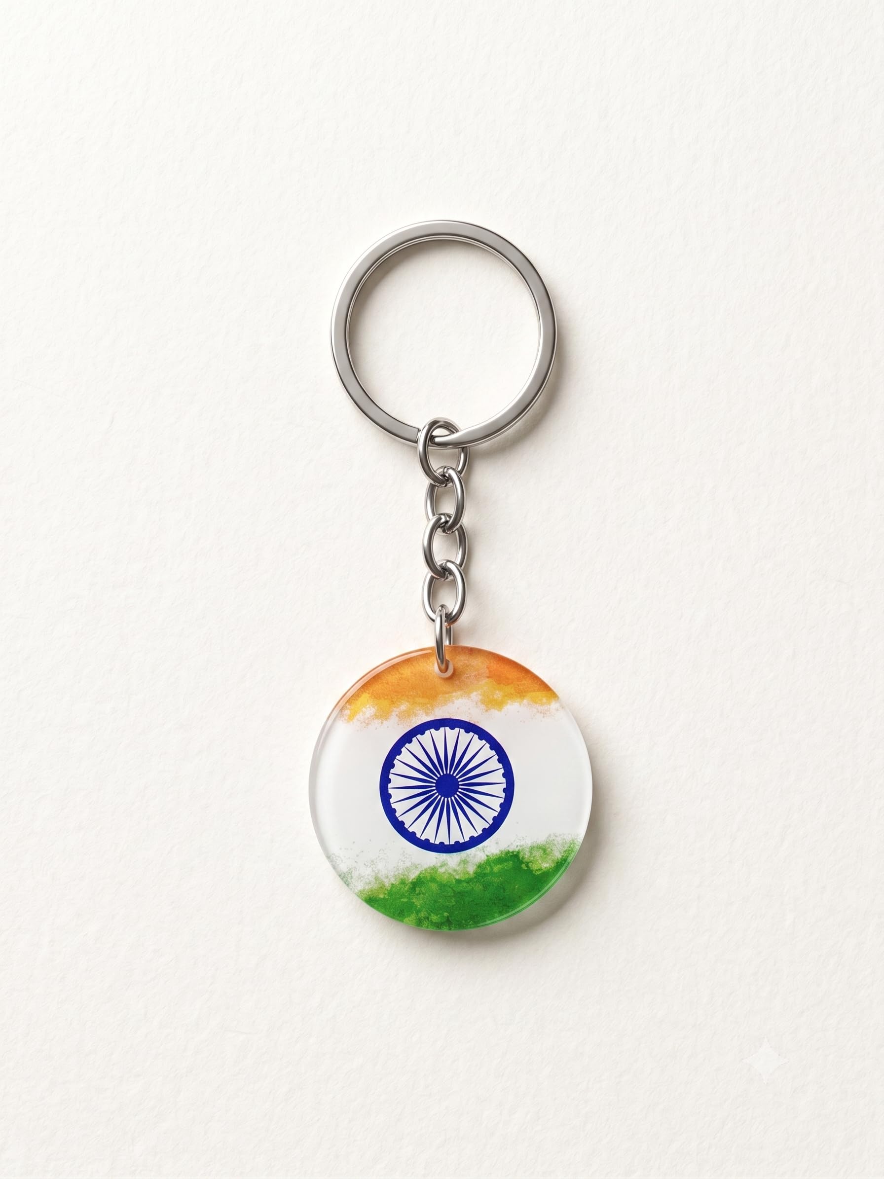Indian Flag Round Acrylic Keychain | India Tricolour Keyring with Ashoka Chakra | Lightweight Double-Sided Key Chain for Car Keys, House Keys, Backpack & Gift-image-42