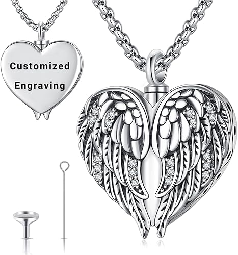 Miniatura 10 de LOOVE Collar de alas de ángel de plata de ley 925 con colgante de ángel de la guarda con dije de ángel, joyería de regalo para mujeres, niñas y