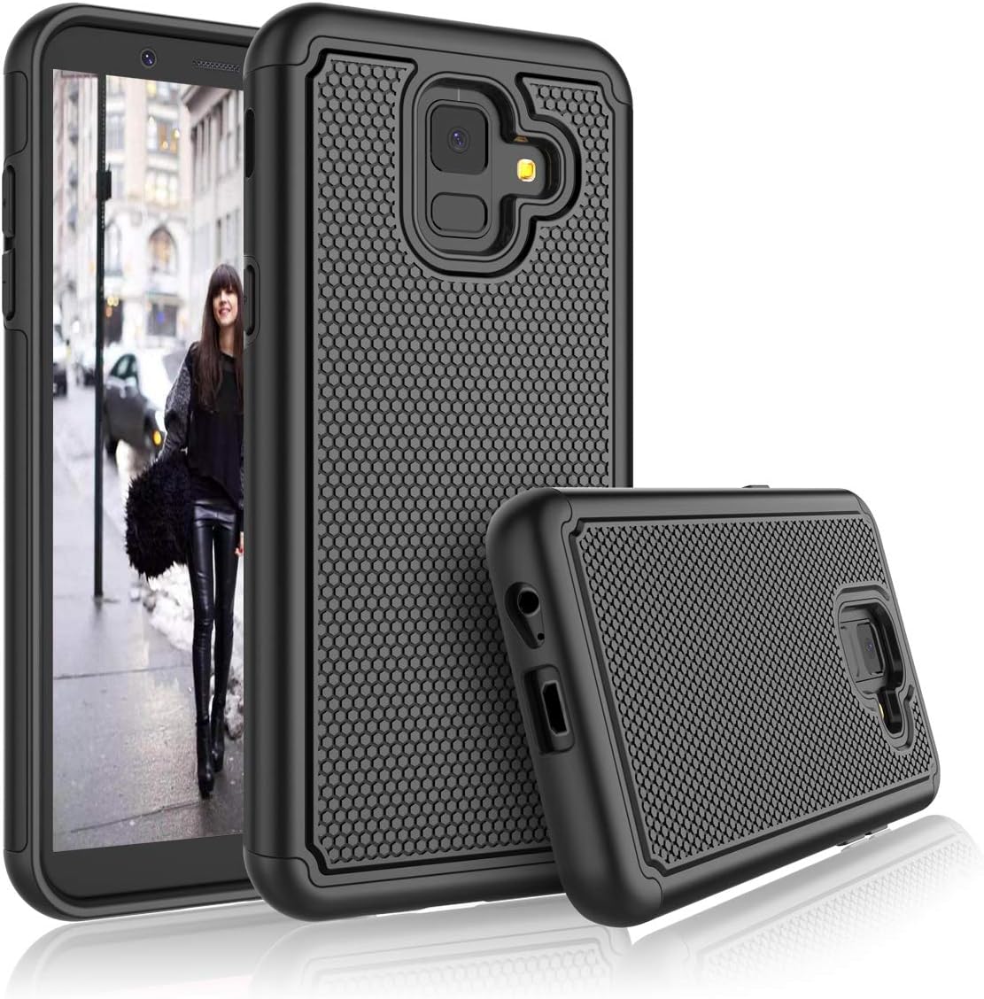 Galaxy A6 2018 Phone Case, [Tmajor Series] Shock Absorption [Drop Resistance] [Non-Slid] Rugged Silicone TPU Hybrid Dual Layer Case Bumper Back Cover For Samsung Galaxy A6 2018 - Coal Black