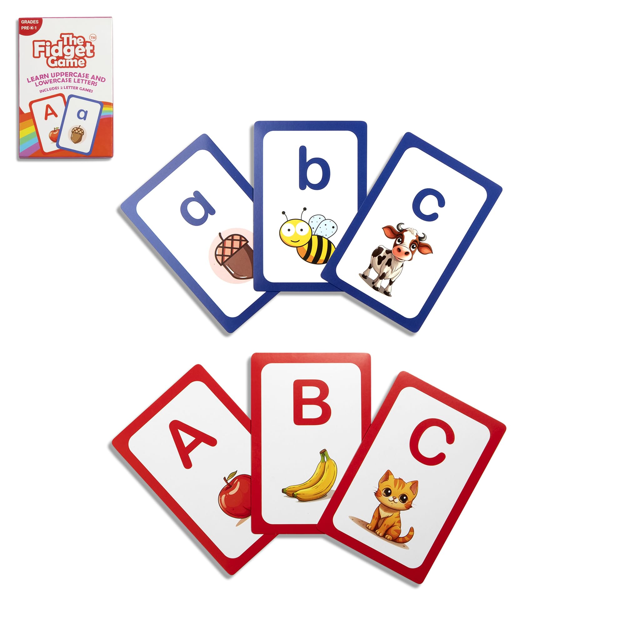 THE FIDGET GAME ABC Flash Card Game, Learn Uppercase & Lowercase Letters - Educational Learning Toy & Interactive Tools for Preschool Toddler Activities - 3+ Years
