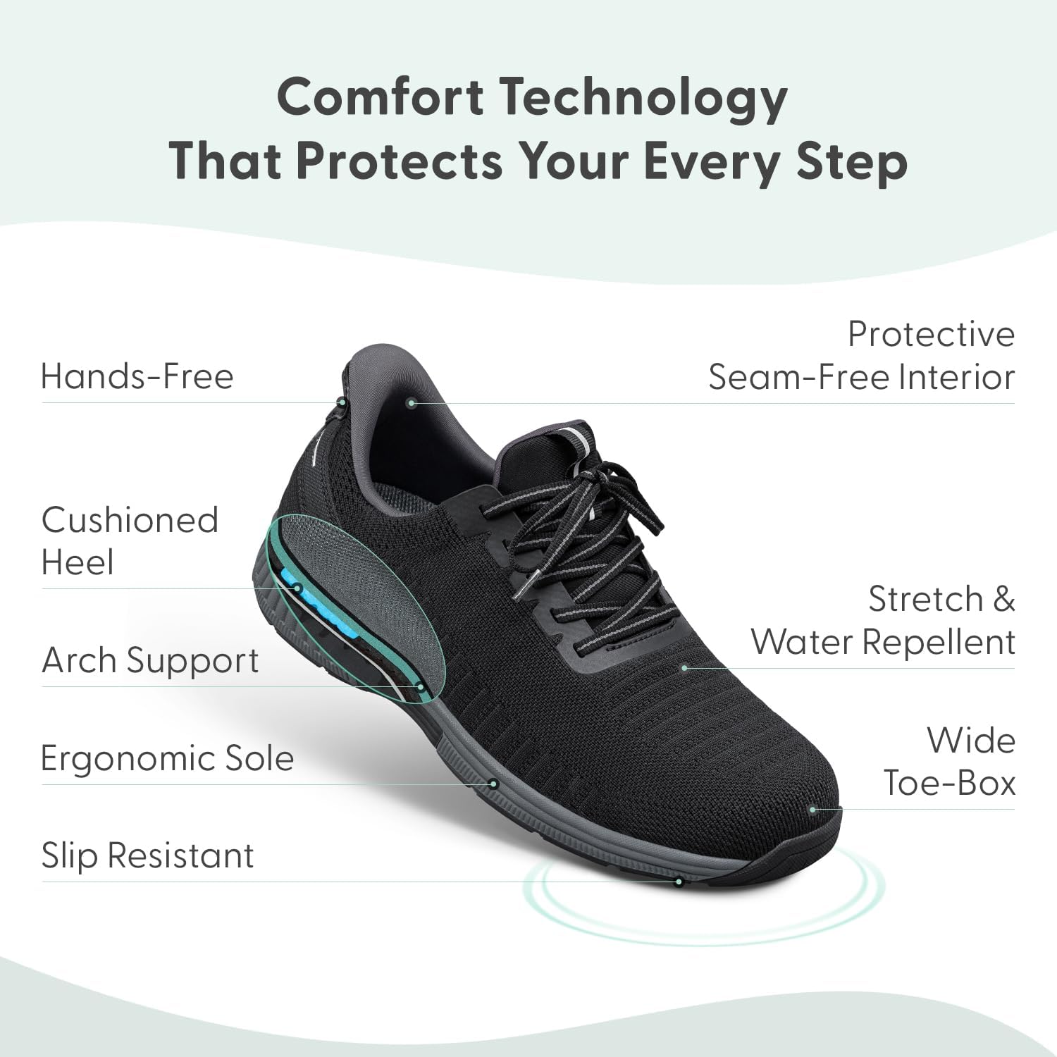 Orthofeet Men's Orthopedic Knit Yari Hands-Free Sneakers - Image 3