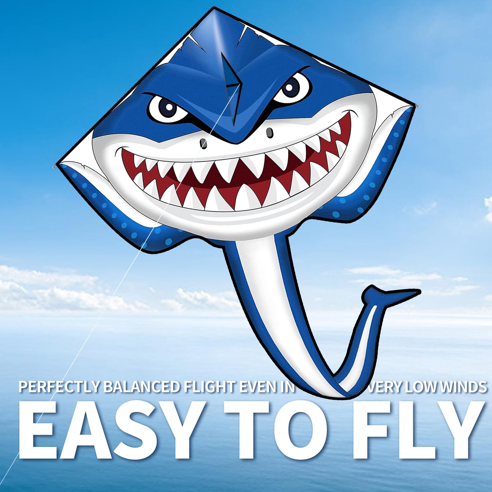 Kites for Kids Ages 4-8 8-12, Large Shark Kite Easy to Fly for Kids & Adults, Beach Kites Toys with 328ft String and Handle, Beginner Kite for Boys Girls Outdoor Activities Summer Beach Games