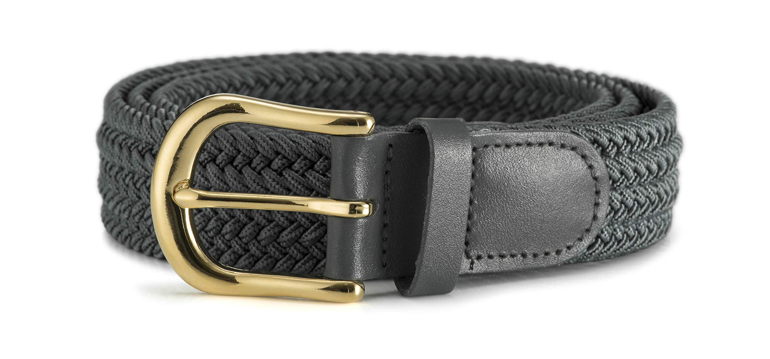 STREEZE Mens/Ladies Stretch Belt ─ 30mm Wide with Gold Metal Buckle Elastic Fabric Woven Braided 5 Colours Sizes Small - 3XL