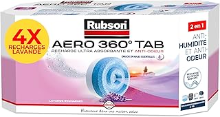 Rubson – AERO 360° Lavender Relaxing Tabs Refills, Moisture Absorber Refills, Ultra Absorbent & Odour Resistant, 4 x 450g