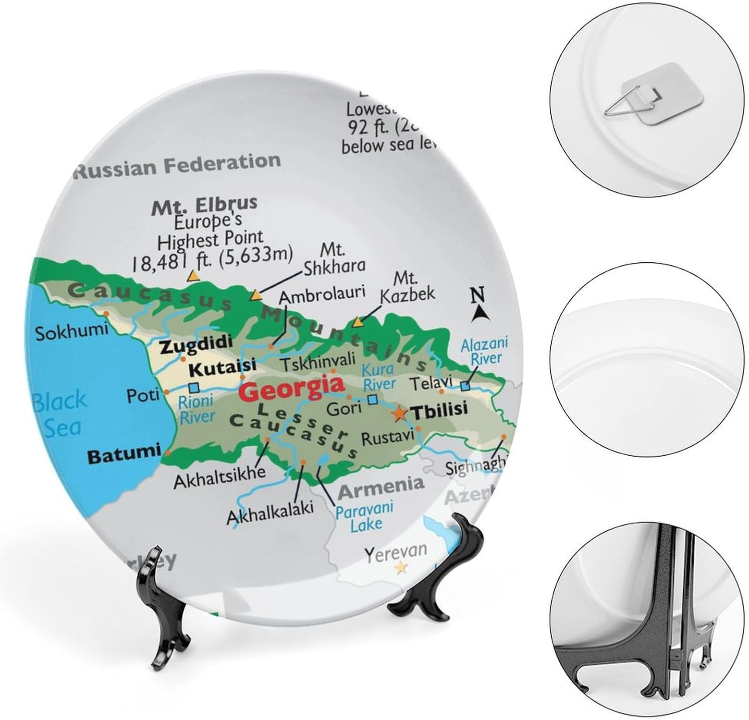 Maps of Georgia Bone China Decorative Plates are Suitable for Office Desktop Decoration and Wall Hanging Ceramics