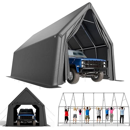 Portable Garage, 13 x 24 FT Heavy Duty RV Carport Canopy, Reinforced Steel A-Frame Truck Ports, Weatherproof All-Cover Outdoor Metal Garage Car Shelter, Superior Resistance to Tearing and Weathering
