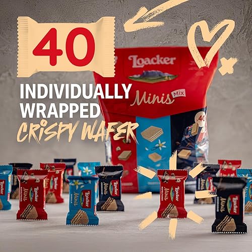 Miniatura 4 de Loacker Minis Wafer Paquete variado  30% menos azúcar  Galletas de oblea rellenas de crema surtidas de primera calidad  Mezcla de obleas crujientes