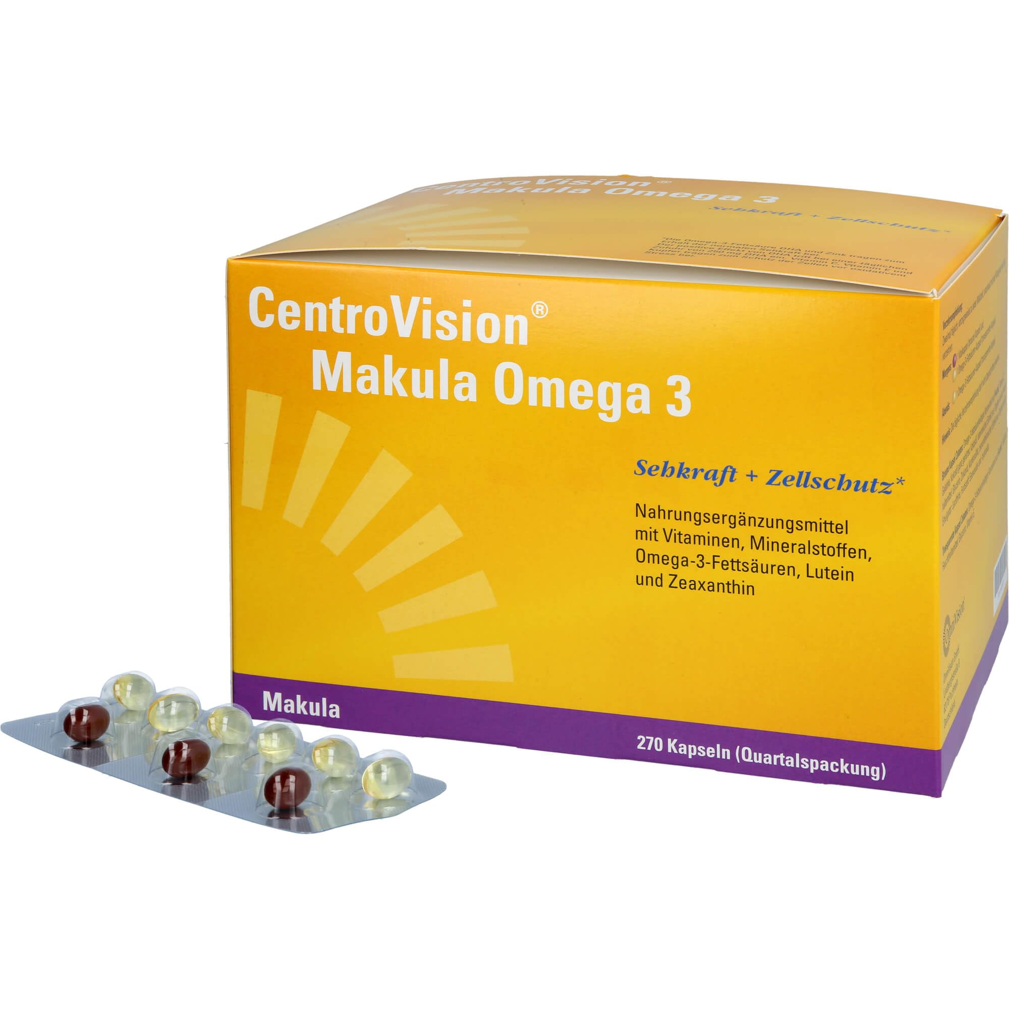 CentroVision Makula Omega 3 - Zur Erhaltung der normalen Sehkraft, Nahrungsergänzungsmittel für die Augen mit hoher DHA EPA Konzentration und essentiellen Nährstoffen, 270 St.