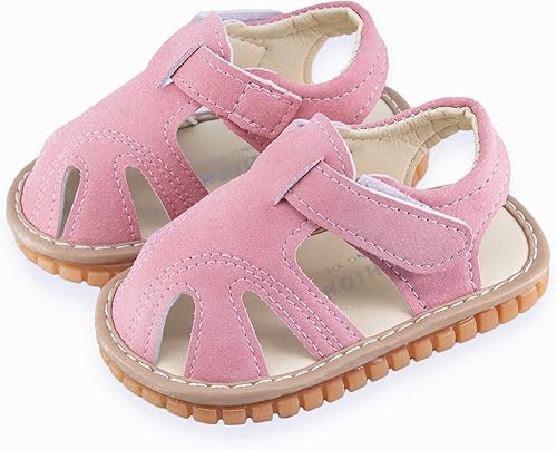 Vista 4 de WILLFUN Sandalias chirriantes de verano para bebé, niño, niña, suela de goma de primera calidad, puntera cerrada, antideslizantes, zapatos