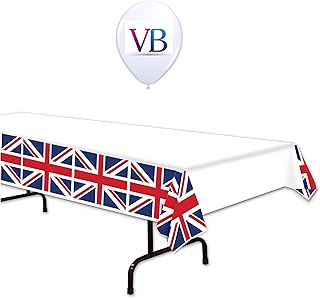 ValueBalloon Union Jack British Plastic Table Cover 54â€ X 108â€ Birthday Party Decorations Supplies