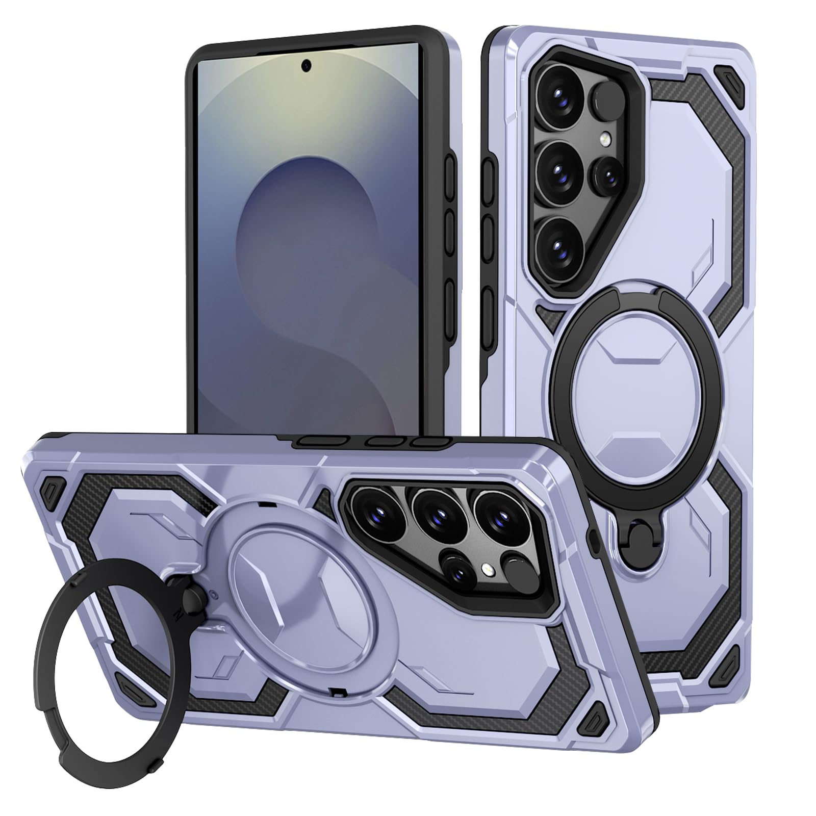 Hülle für Samsung Galaxy S25 Ultra Kompatibel mit MagSafe,Stoßfest Galaxy S25U Handyhülle mit Magnetischer Ständer Unsichtbarer Standring Kratzfeste Schutzhülle für Samsung S25 Ultra (Hellblau)