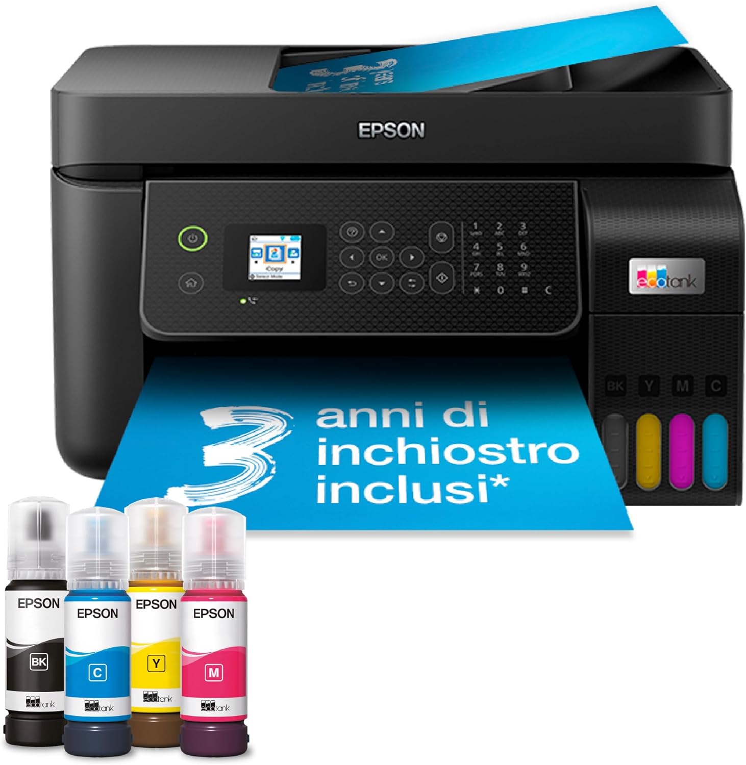 EcoTank ET-4800 Stampante con Serbatoi D’inchiostro | Casa e Piccolo Ufficio | Wi-Fi Ed Ethernet | A4 | Stampa, Copia, Scansione, Fax | Display LCD 3.7 cm | ADF | 3 Anni D'Inchiostro Inclusi - Sedia gaming
