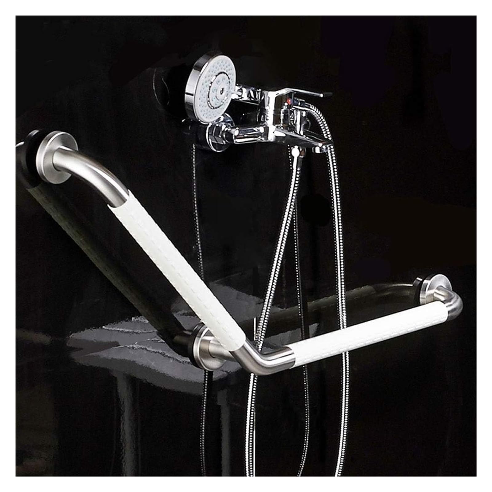 Barras De Apoyo para Baño, Pasamanos De Pared, Barras De Apoyo para Baño, Toallero Recto De Pared, Barra De Apoyo para Ducha Y Equilibrio De Seguridad, con Antideslizante Tipo L 13