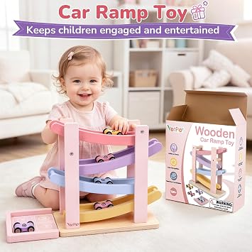 Vanplay Car Toys for 1 2 Year Old Girls Gifts, Car Ramp Toy for Toddler 1-3