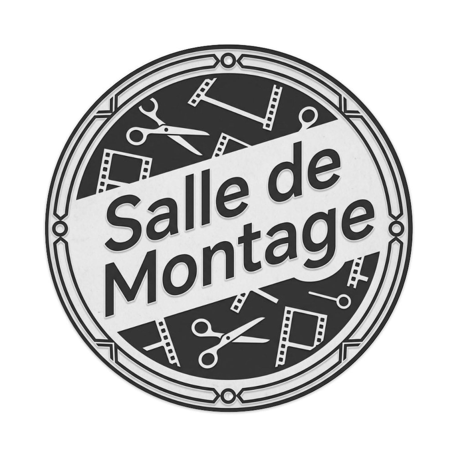 Metal Tin Sign Vintage Salle De Montage Text Scissors