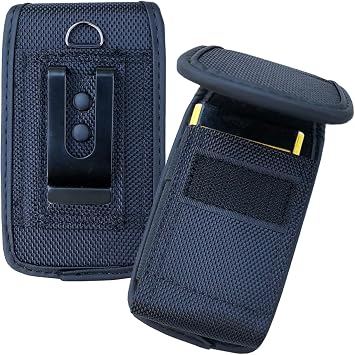 Flip Phone Holster with Belt Loop for Nokia 2660 2760 2720, Alcatel Myflip 2 3, Go Flip V, Cingular Flip 4,TCL Flip Pro Classic, Plum RAM Plus LTE, Flipper, Belt Clip Pouch Case Velcro Closure