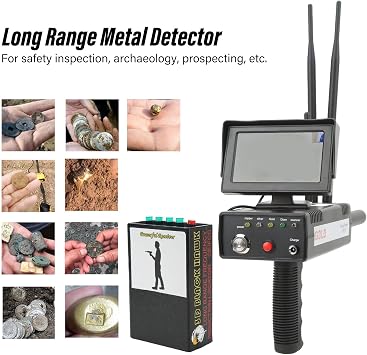 Metal Detector, Long Range Metal Detector with Screen, 100-240V Handheld High Precision Treasure Scanner, 50M Detection Depth Underground Metal Detector Locator for Gold/Silver/Copper(USA)