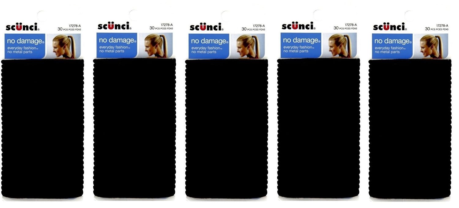Scunci Effortless Beauty Large No-damage Elastics, 4 MM (150 pieces)