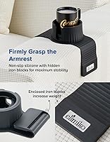 Vista 5 de Soporte para tazas de sofá, Elimiko, soporte de silicona para bebidas con soporte grande mejorado, para Negro