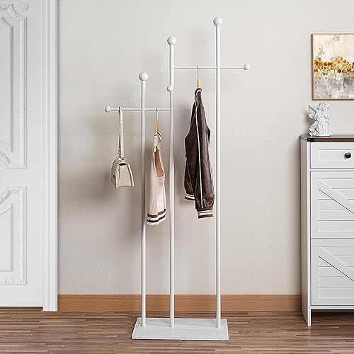Miniatura 5 de Perchero independiente con base de mármol, perchero de metal resistente, soporte de árbol para sombreros, para esquina, dormitorio, entrada, sala de