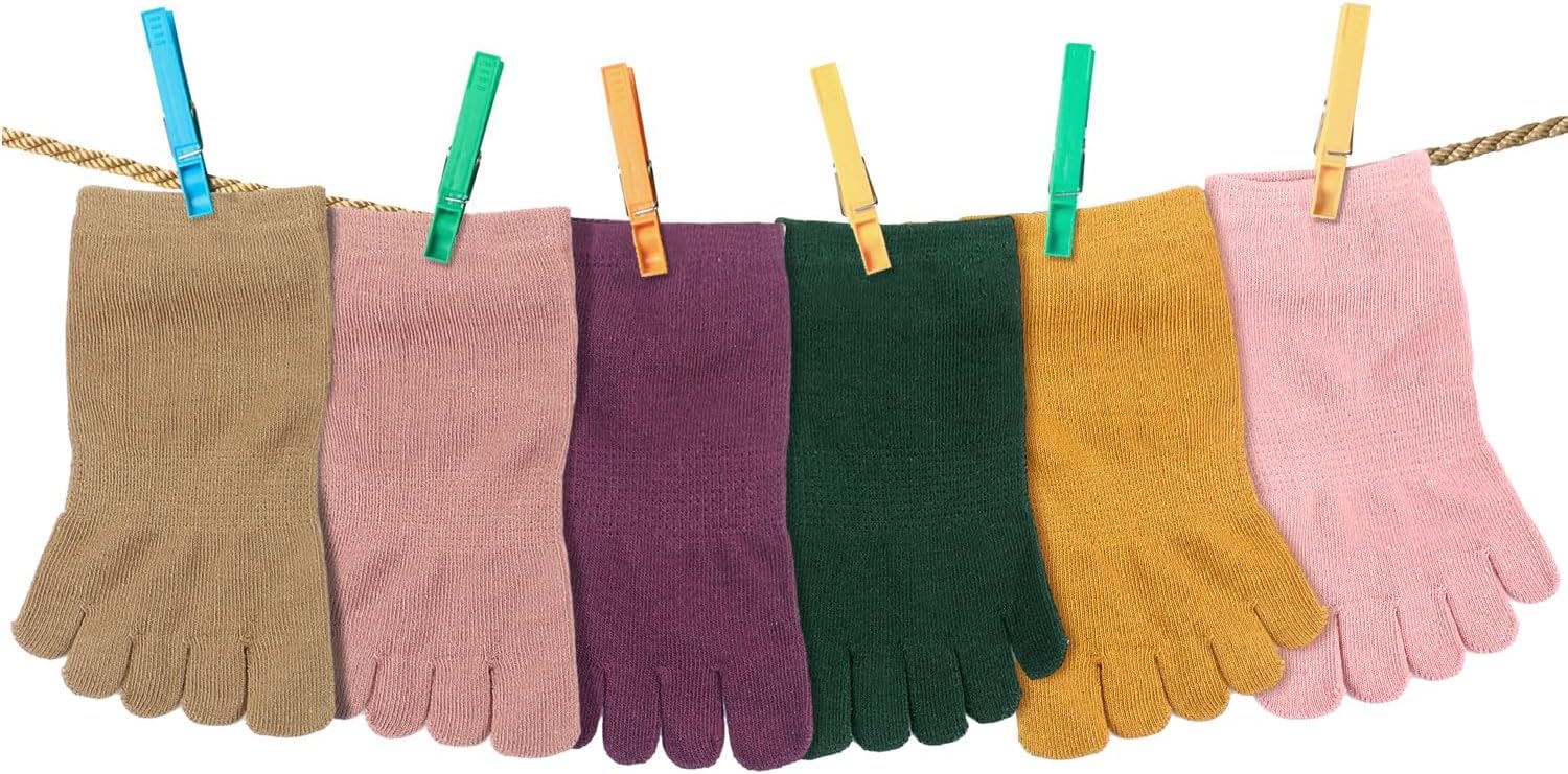 Bencailor 6/12/32Pairs Women Toe Socks Five Toe Cotton Socks Ankle Sock with Toes Separated for Women Men Athletic Running