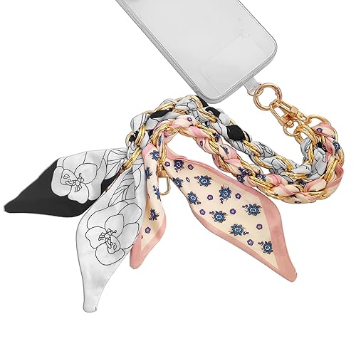 AGEN KGEN Phone Charms with Scarf Gold Metal Phone Lanyard Wrist Strap