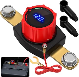 Joinfworld Side Post Battery Disconnect Switch with LED Voltmeter