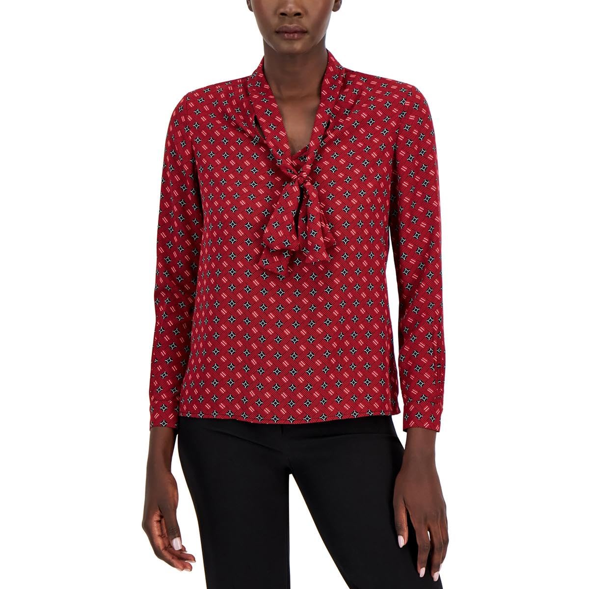 Anne Klein Chemisier à col noué en sergé satiné pour femme
