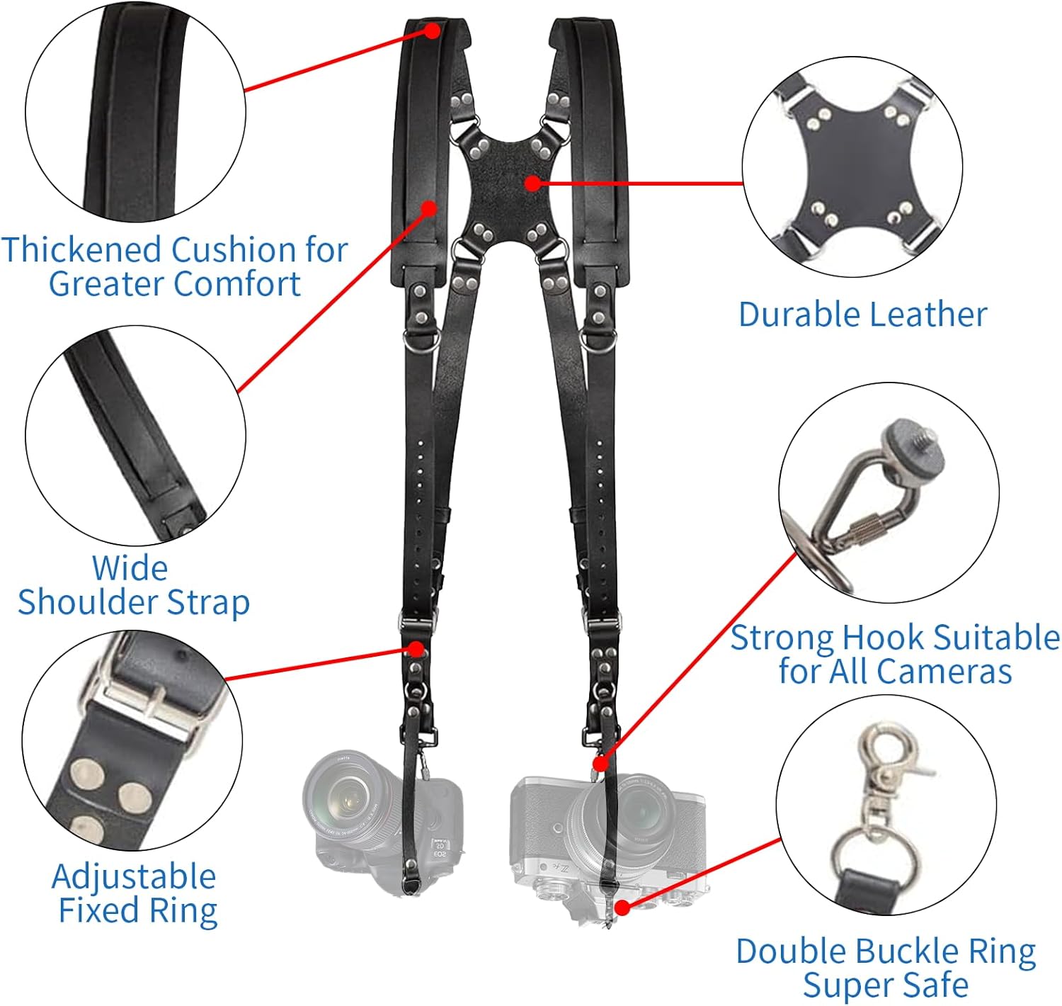 Jerliflyer Camera Harness, Dual Camera Harness, Camera Straps for Photographers for DSLR/SLR