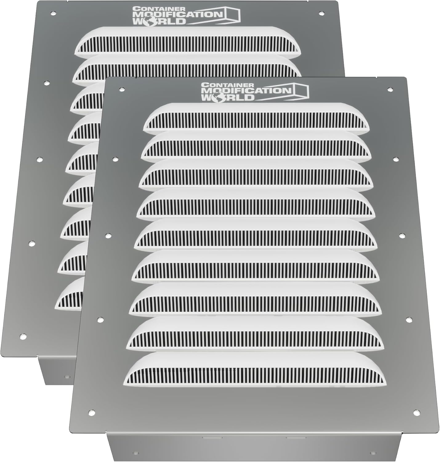 Container Modification World® - BIG AIR® 45 Shipping Container Vent - Louvered Gable Vent for Condensation Control & Airflow | Fits Corrugated Steel Sea Can Walls (BIG AIR® 45 NO SCREEN 2PK)