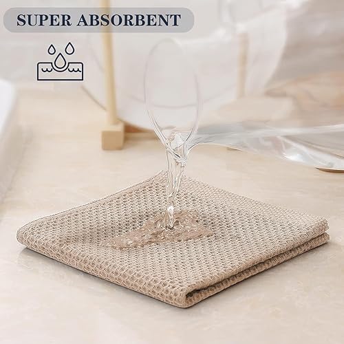 Miniatura 3 de HYER KITCHEN Paños de cocina de tejido de gofre 100% algodón, súper absorbentes, suaves y de secado rápido, 12 x 12 pulgadas, paquete de 6, gris (12