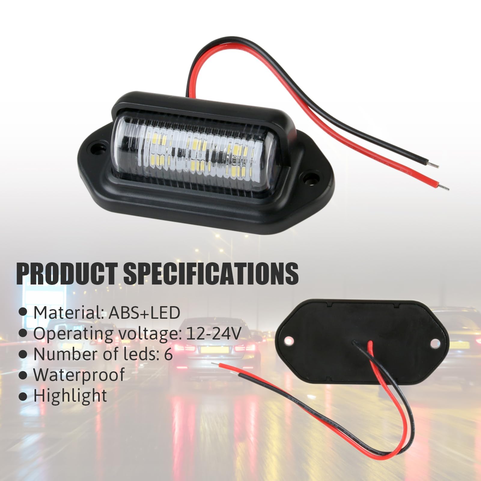 2 Luci Targa LED Impermeabili 12V-24V Per Camion, Auto E Moto - ETUKER
