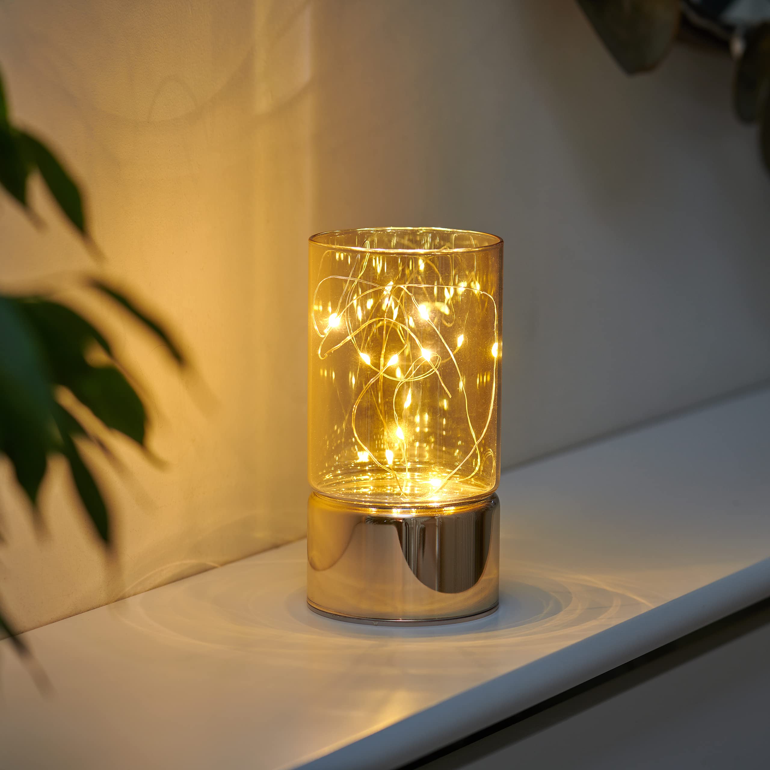 Lampada a Led a batteria con cilindro in vetro, decorazione natalizia