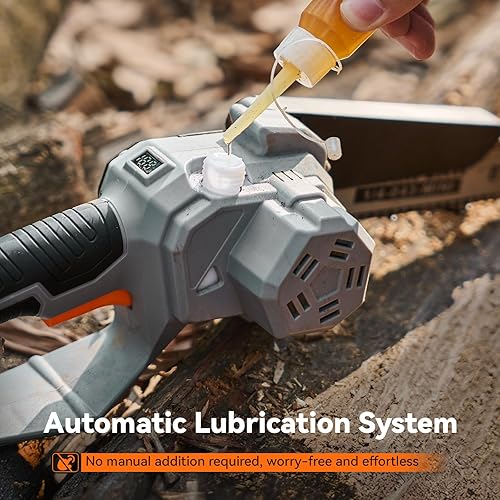 Miniatura 5 de TaskStar Sierra de poste 2 en 1 para recorte de árboles, motosierra mini inalámbrica de 8 pulgadas con poste extensible, motor sin escobillas, con 2