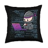 CharlIan Minds - Funny Coding Ninja Ninja Cool Computer Programmer Art Web Coding Geek Throw Pillow, 18x18, Multicolor