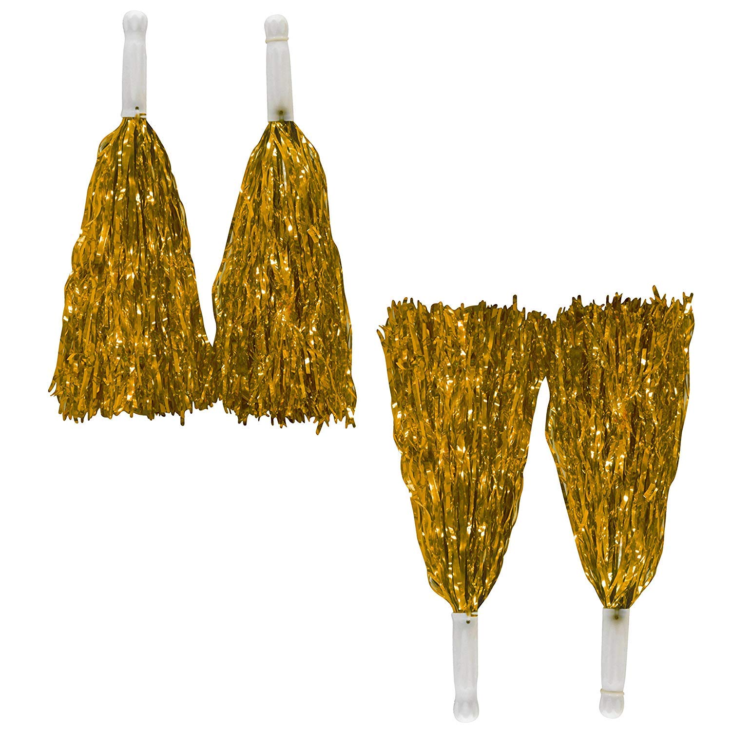 Amit Marketing Cheerleader Pom Poms | Soft Comfortable Handle Reusable | Waterproof | Rooter Shaker Toy | for Cheerleading, Celebrations, Sports Events, Party, Room décor etc. – Pack of 2 Pair (Gold)