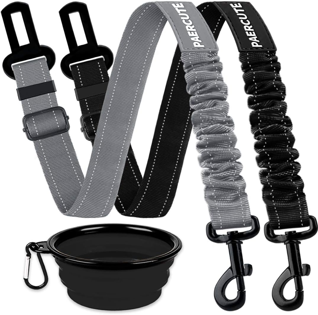 Dog Seat Belt, 2 Pack Pet Car Seat Belts Adjustable Heavy Duty & Elastic Vehicle Dog Safety Belt Harness for Travel Daily Use - Compatible with Any Pet Harness : Kitchen & Dining