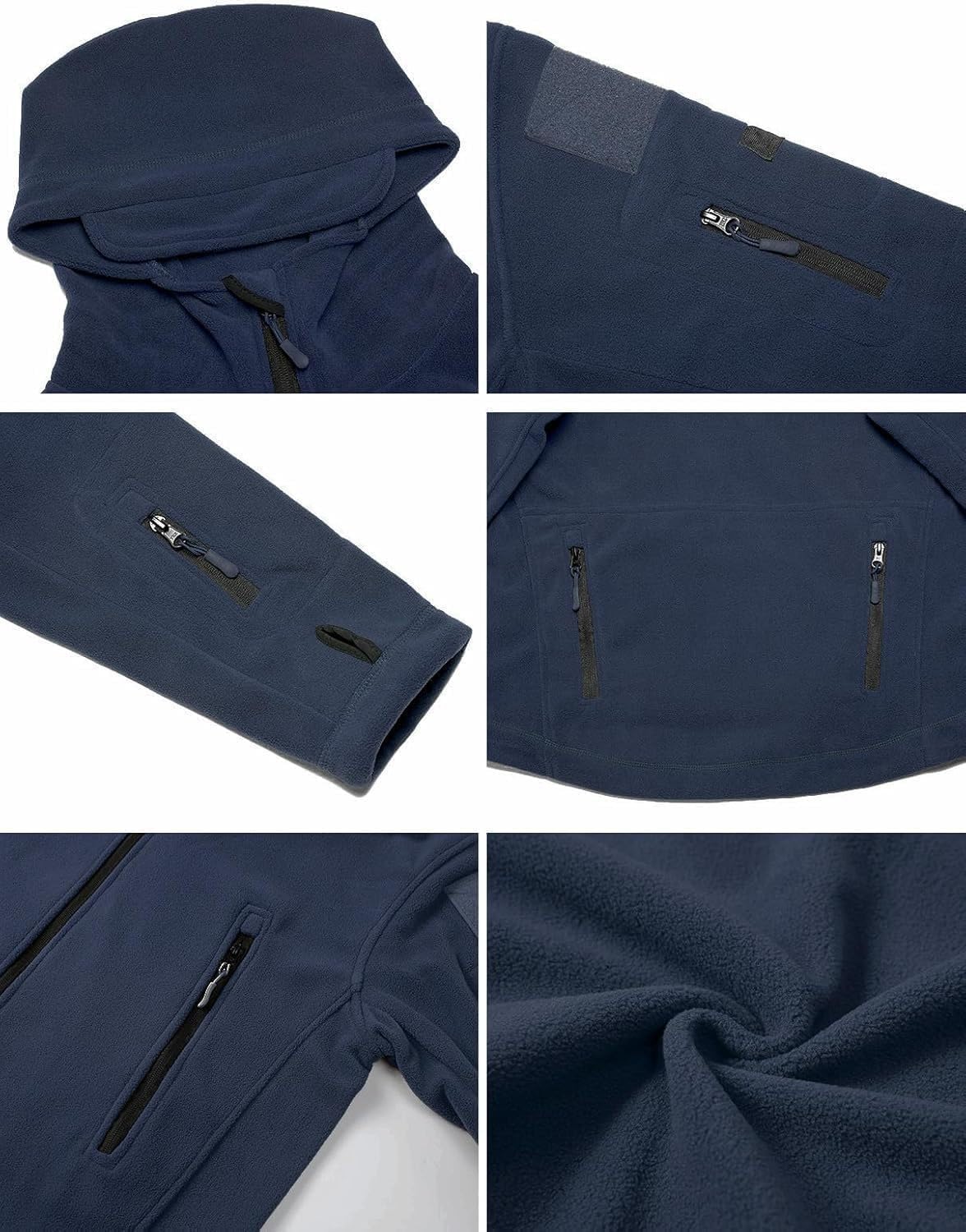 Mens Tactical Hoodies Fall Trendy Fleece Jacket Soft Warm Full Zip Hooded Sweatshirt Outdoor Coats with Pockets