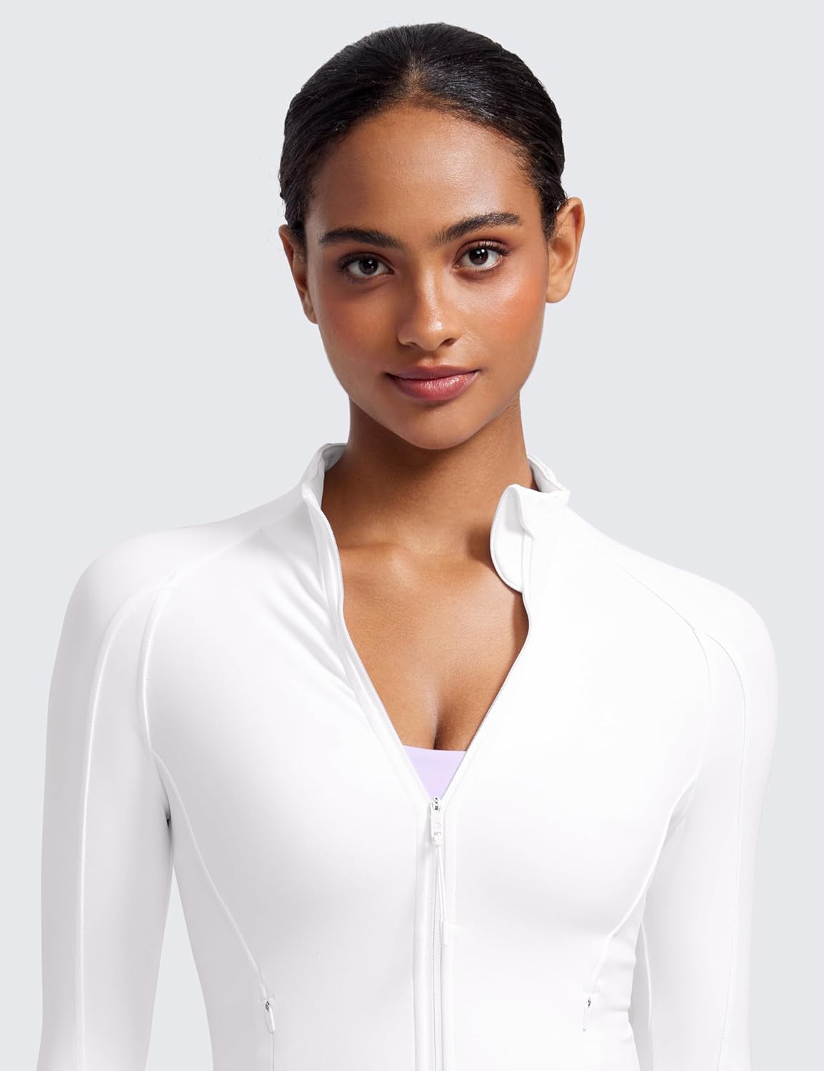 CRZ YOGA Butterluxe Waist Length Jackets for Women - Full Zip Athletic Track Tops with Thumb Holes Pockets - Image 3