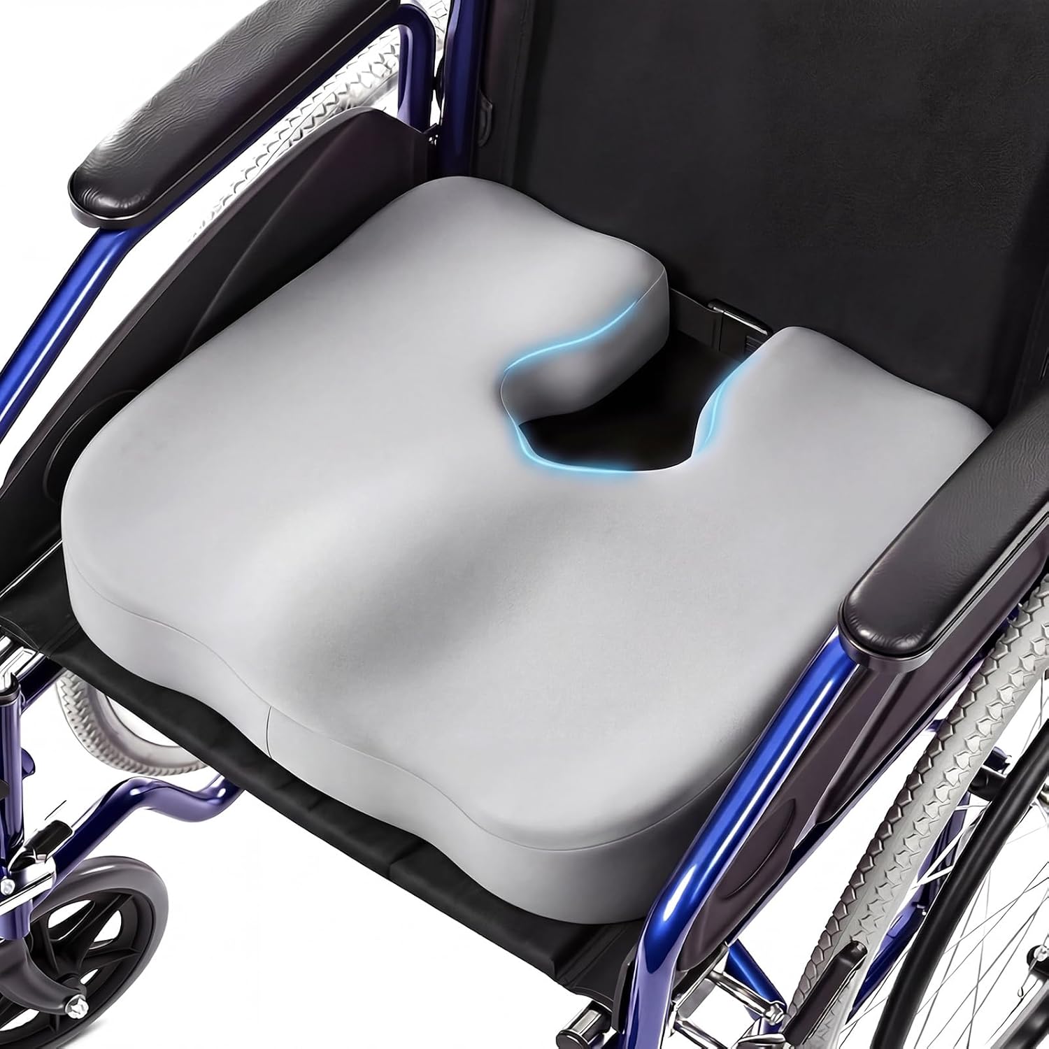 Donut Pillow Wheelchair Cushions, Plush Yet Supportive Memory Foam with Cross-shaped Cutout for Ulcer, Hemorrhoid, Tailbone, Hemorrhoid & Sciatica Pain Relief, Also Ideal for Office & Dining Chair