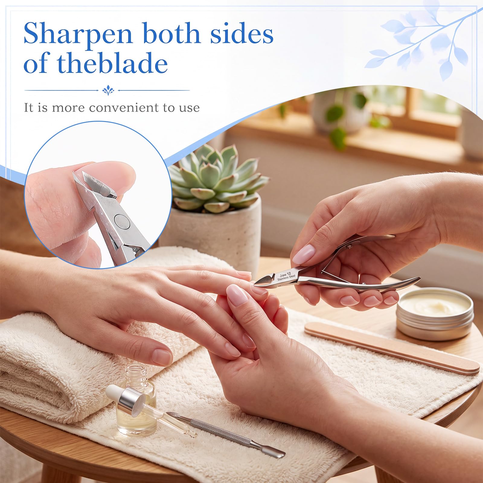 Lothee Juego de 3 cortadores de cutículas, cortaúñas profesional de acero inoxidable con mandíbula de 4 mm, 5,5 mm, 7,5 mm, herramienta de manicura y pedicura para mujeres y hombres, cuidado de uñas