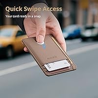 Vista 212 de Buffway - Billetera delgada minimalista de cuero con protección RFID para hombre y mujer Café Lichee
